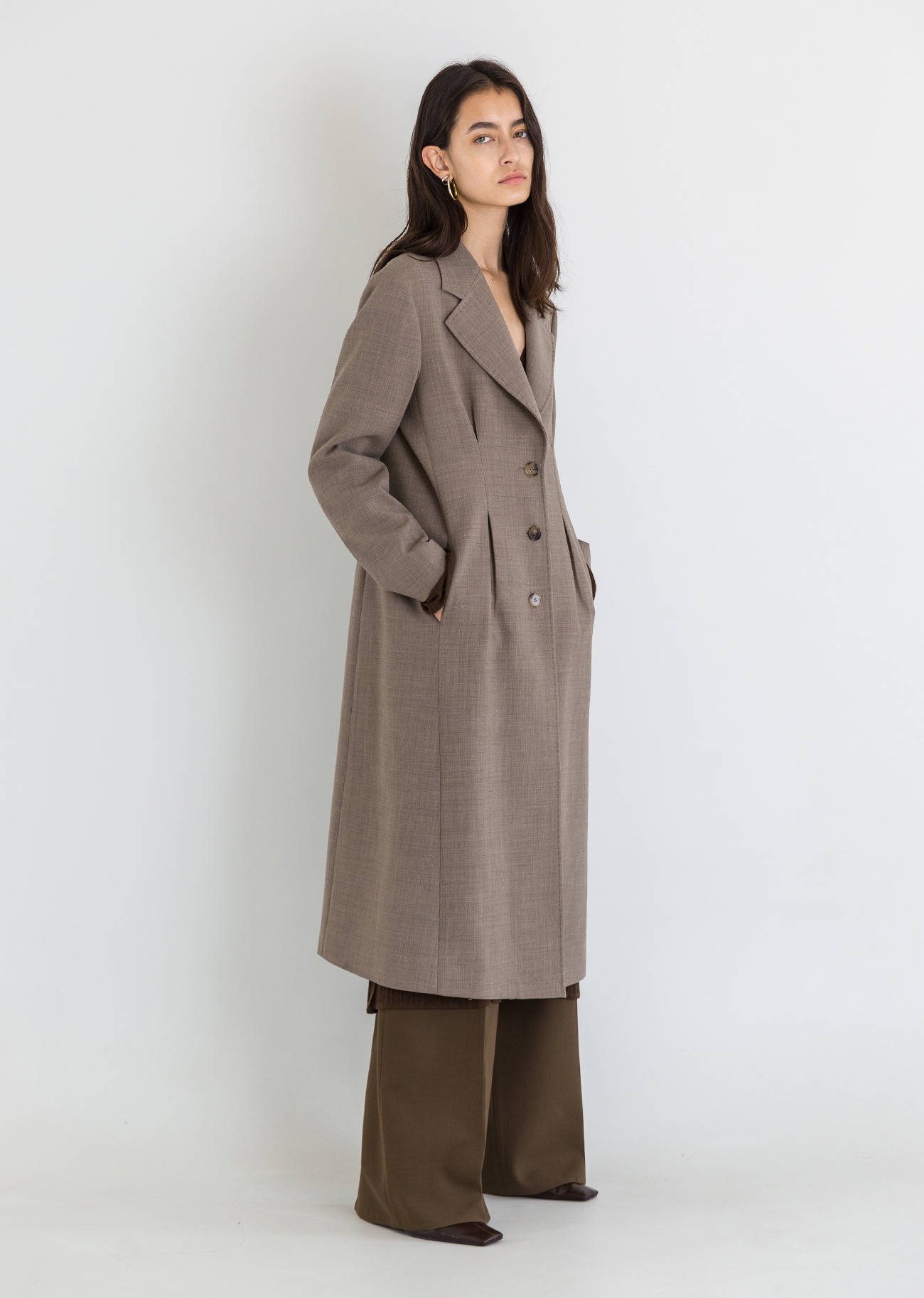 Single breasted wool-blend coat - Light Taupe