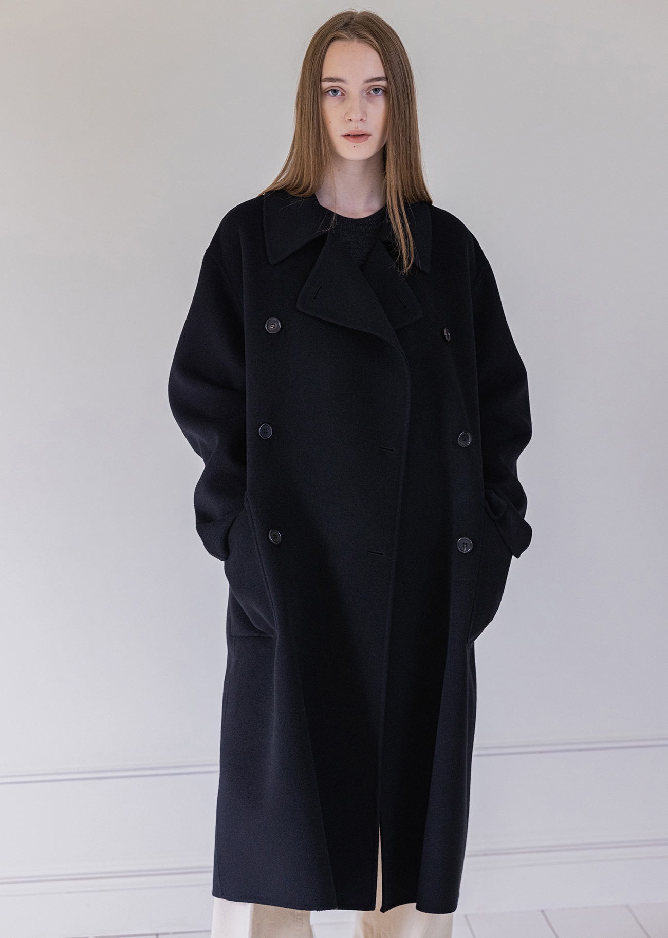 Handmade Wool-Cashmere Double coat - Black