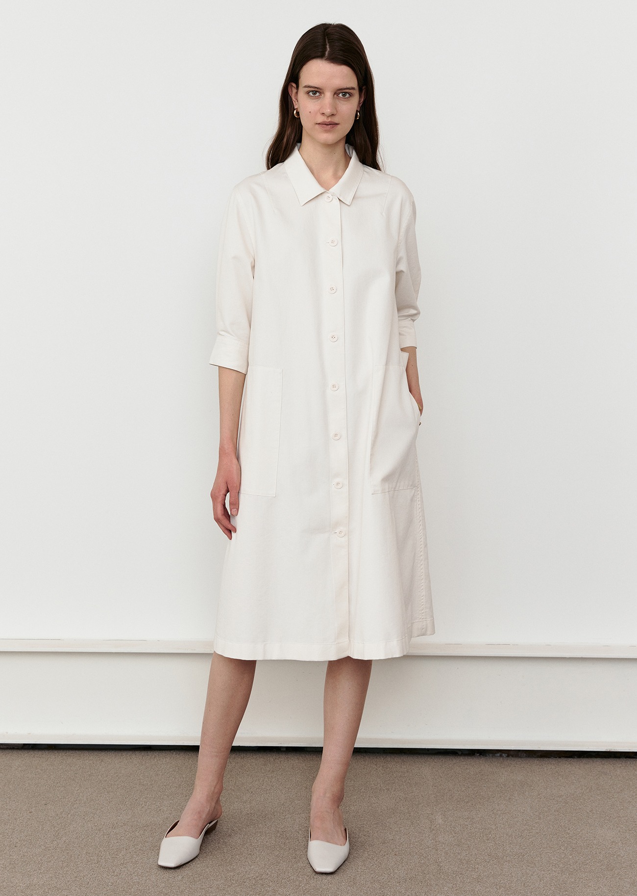 Organic Cotton Shirts Dress - Off White