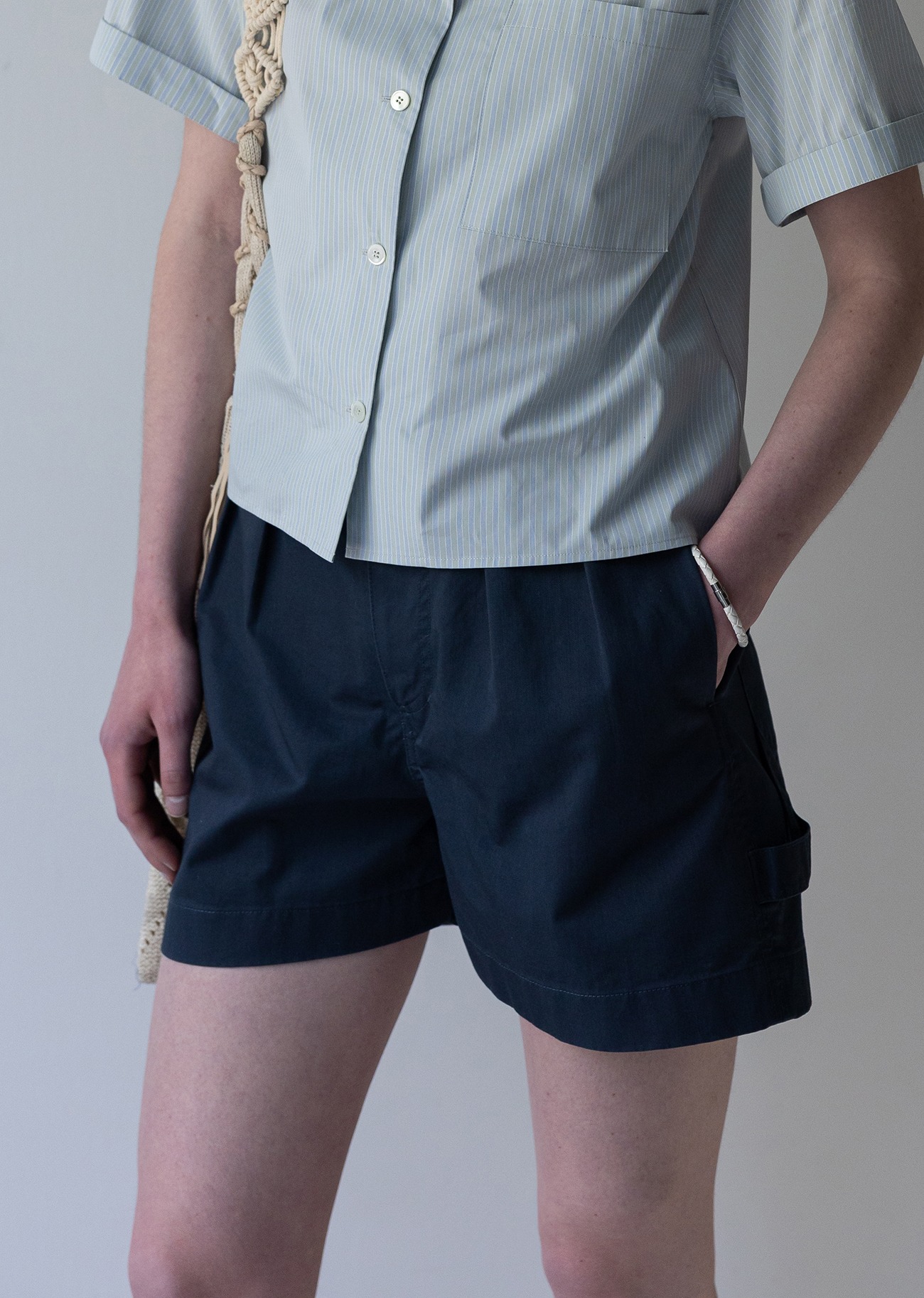KAYANU Cotton Two Tuck Shorts - Blue Wood