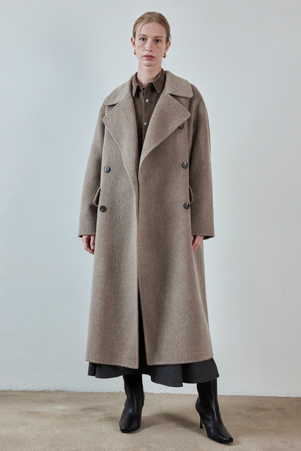 Handmade Wool-Mohair Double Coat - Taupe