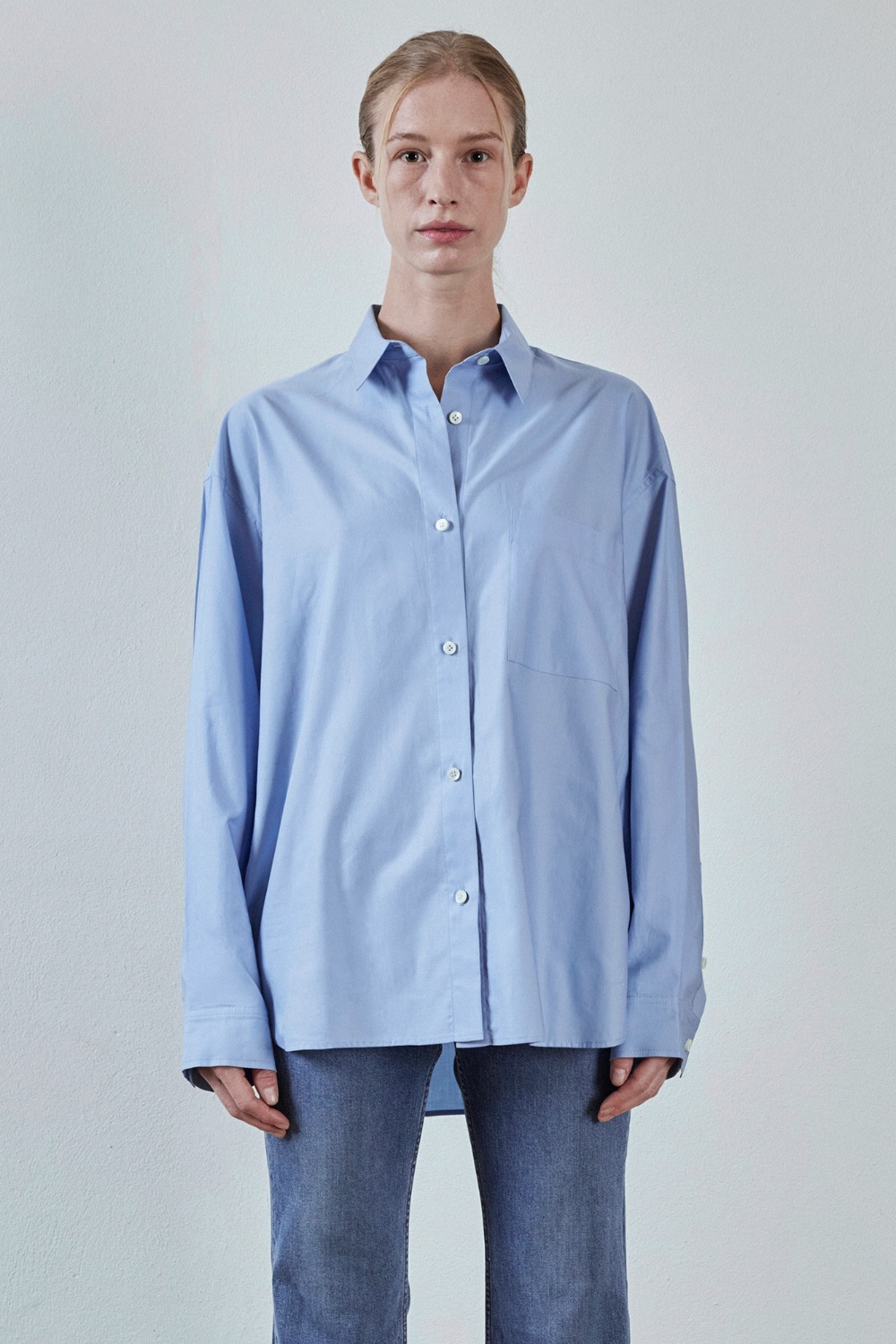 Oversized Cotton Shirt - Blue
