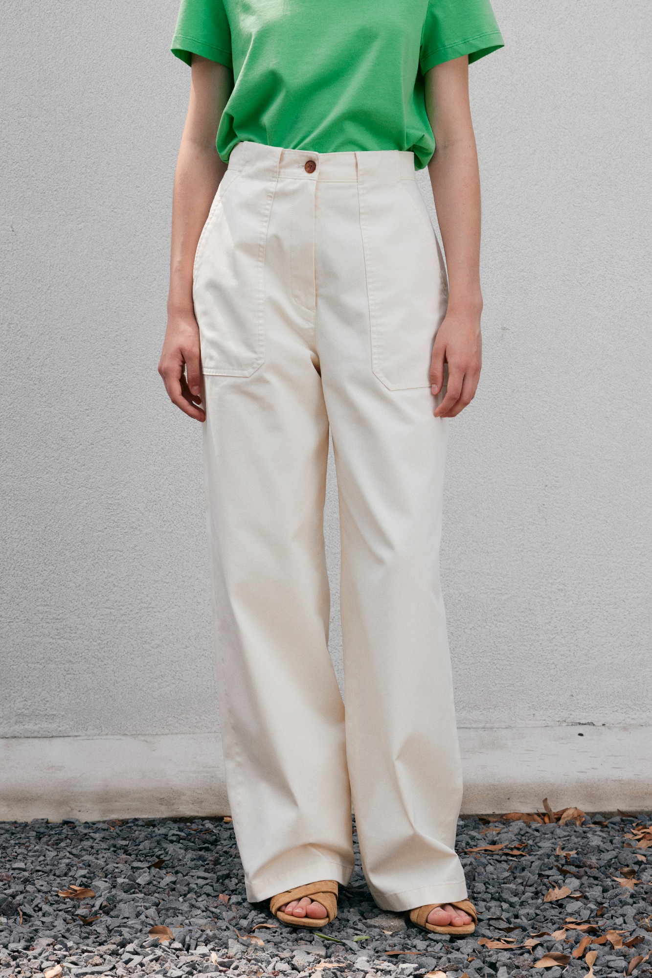 Cotton Baker Pants by Japanese Fabric - Cream