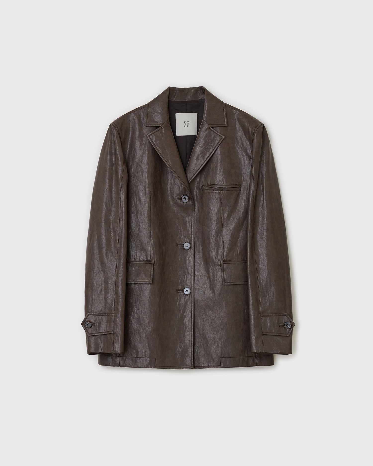 Vegan Leather Jacket - Vintage Brown