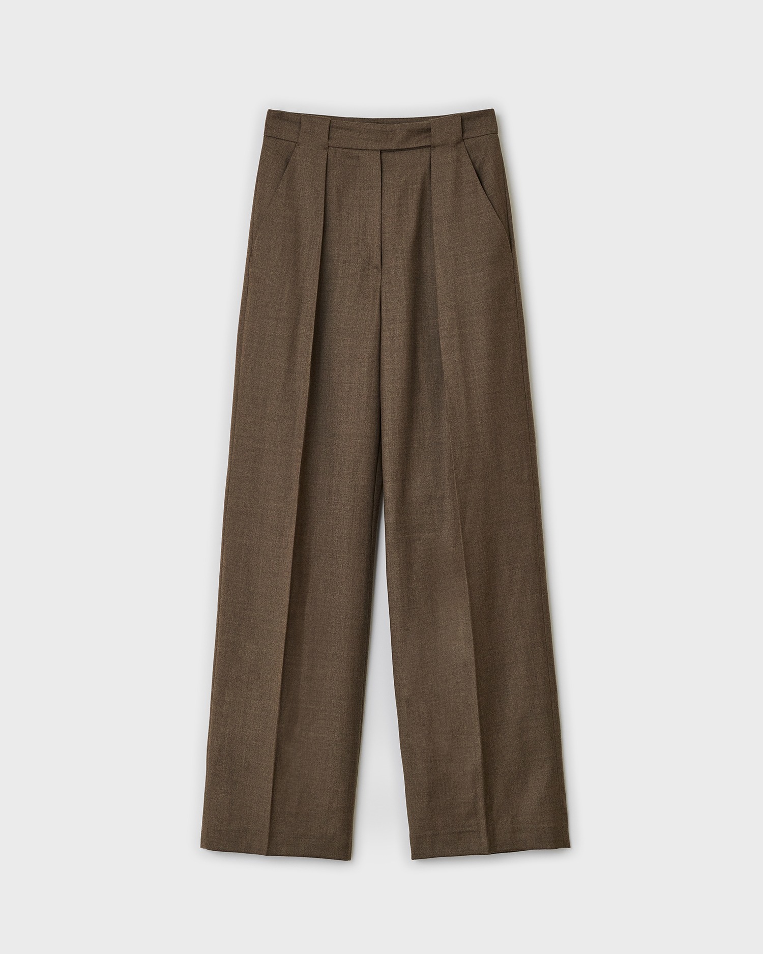 Wool Flannel Tuck Pants - Melange Brown