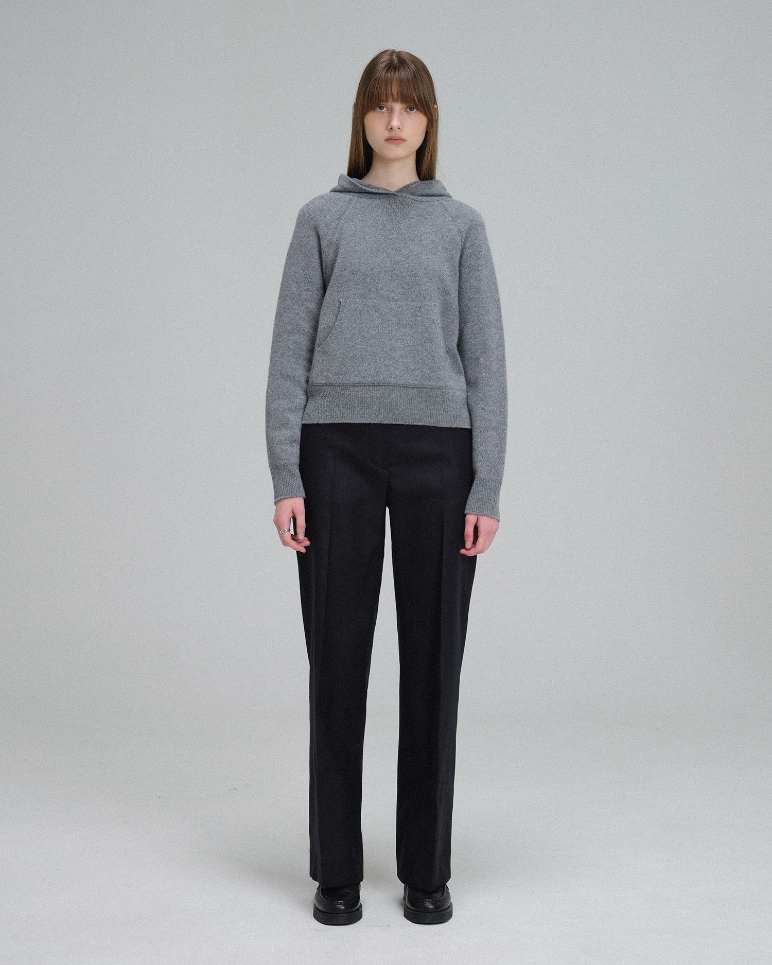 Hooded Wool-Cashmere Knit Sweater - Melange Grey