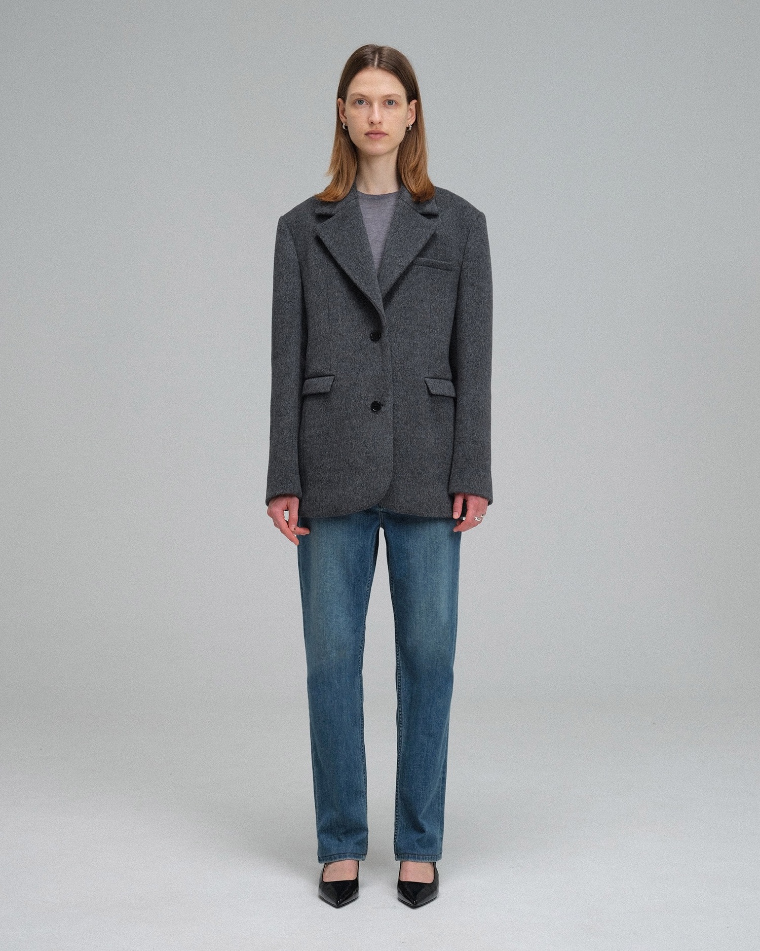 Oversized Wool-Cashmere Blazer - Charcoal