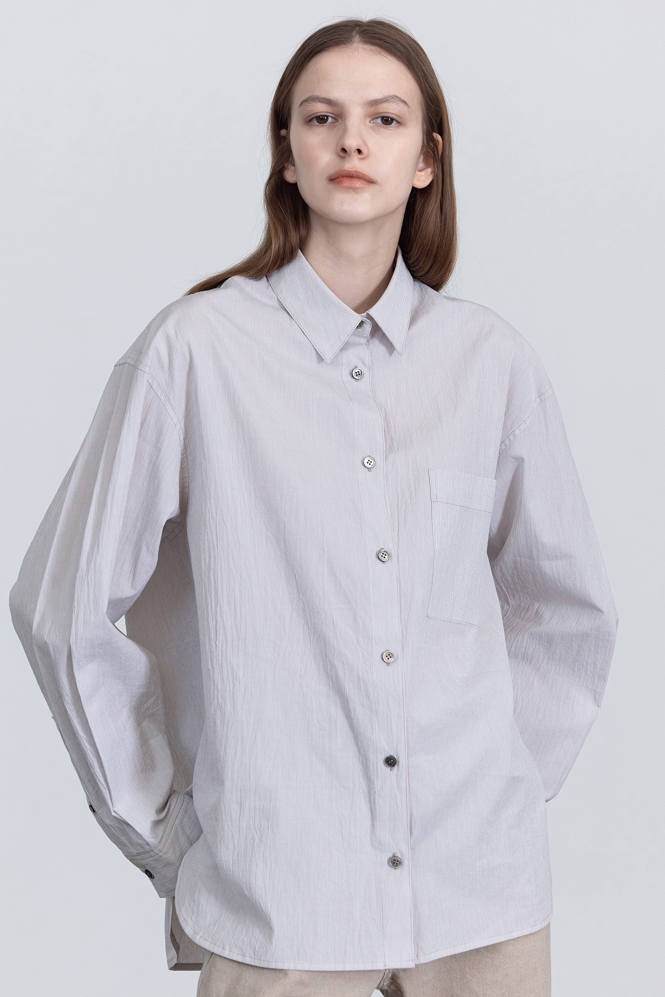 Relaxed Cotton Shirts - Beige Stripe