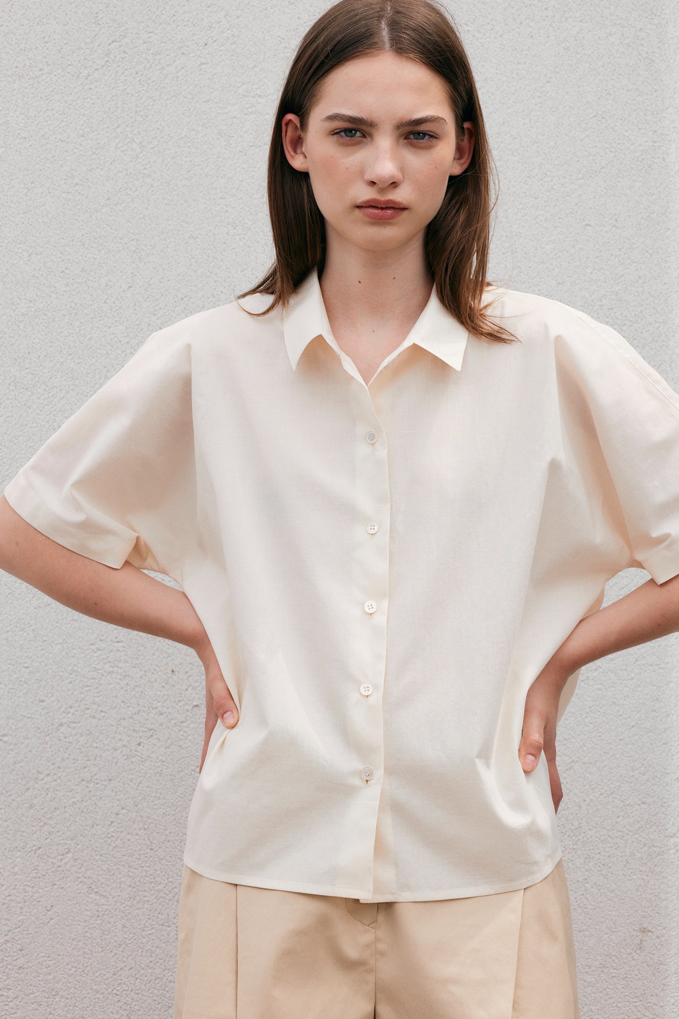 Cotton Half Shirts by Japanese Fabric - Cream