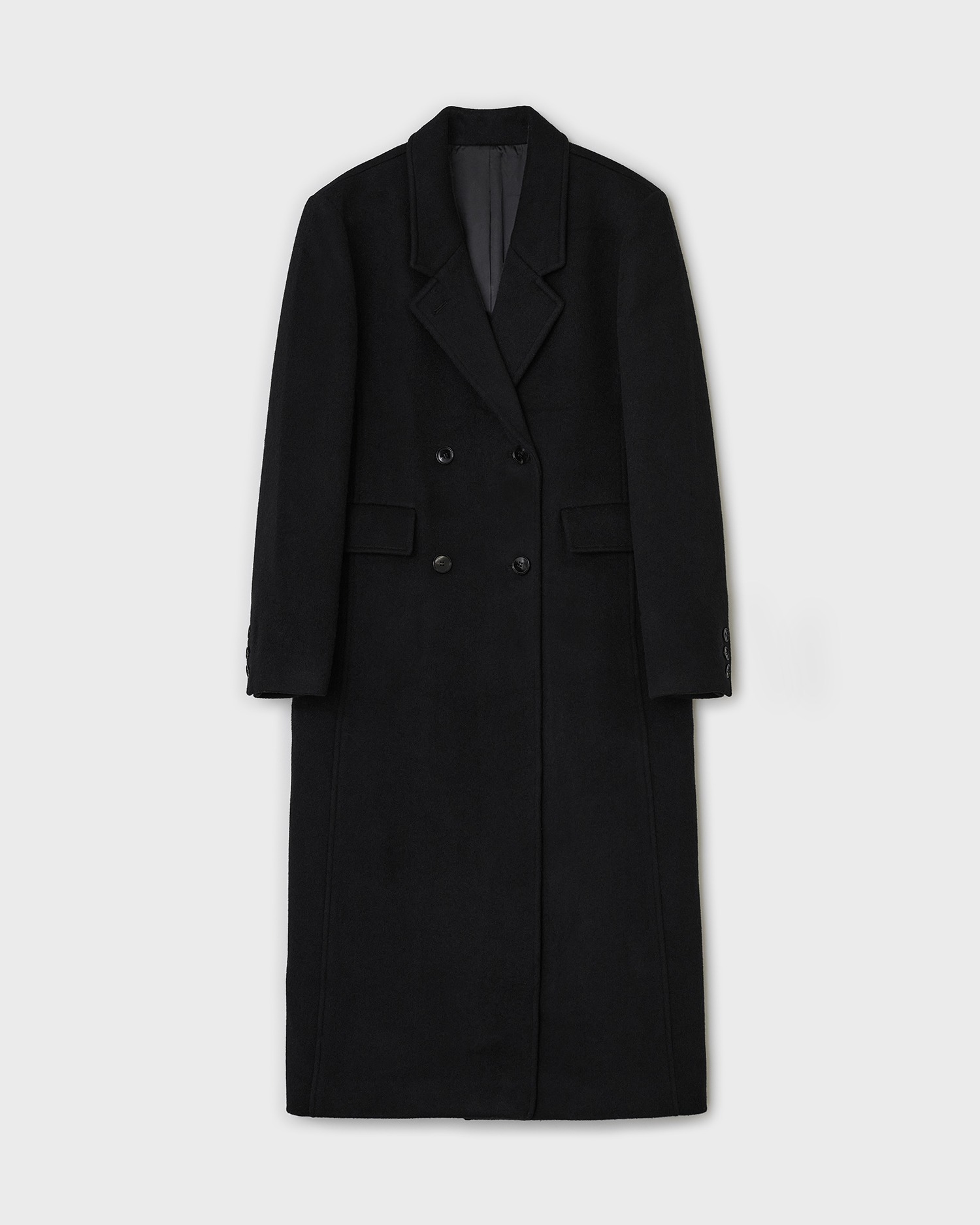 Maxi Wool-Cashmere Double Coat - Black