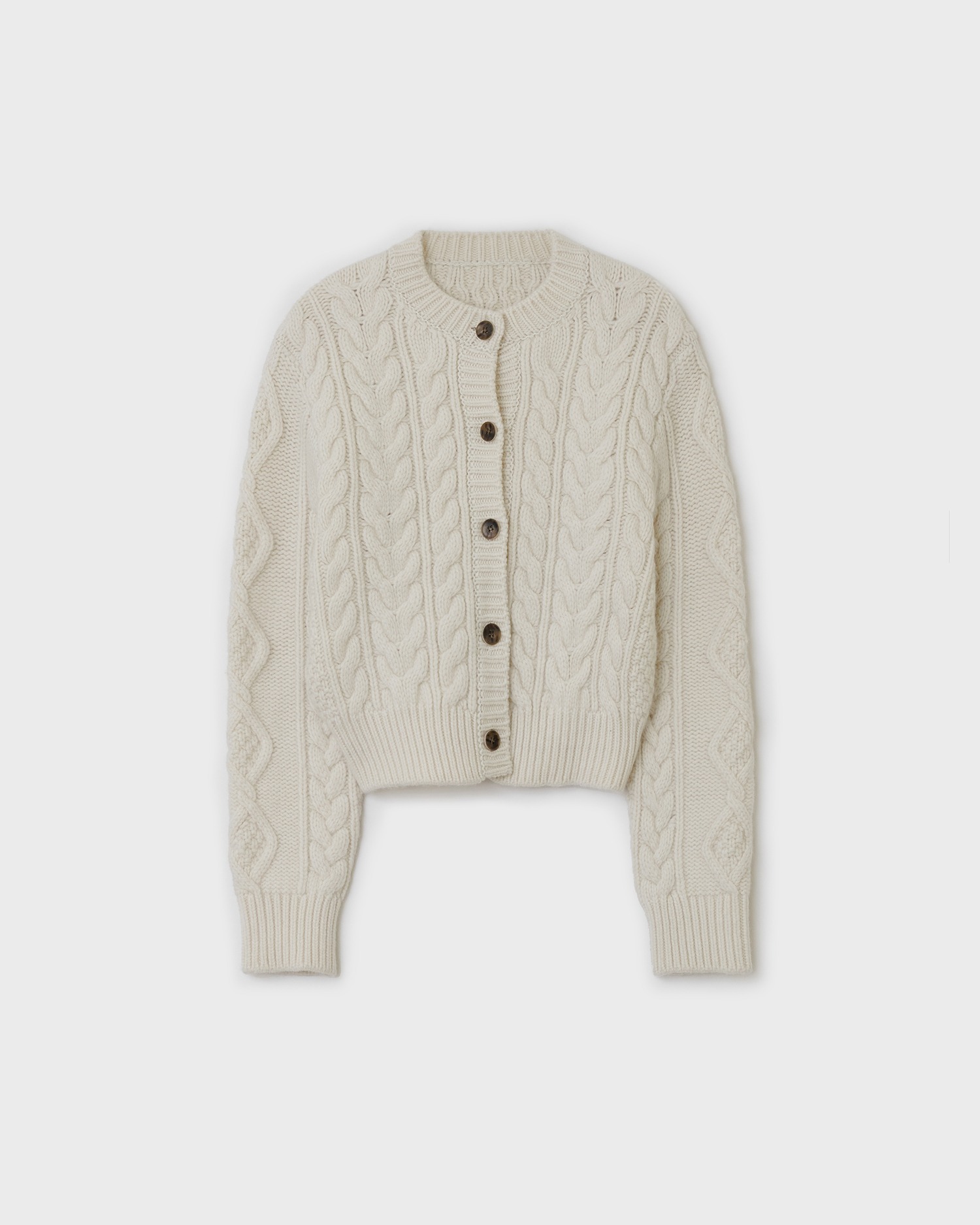 Cable Round Cardigan - Ivory